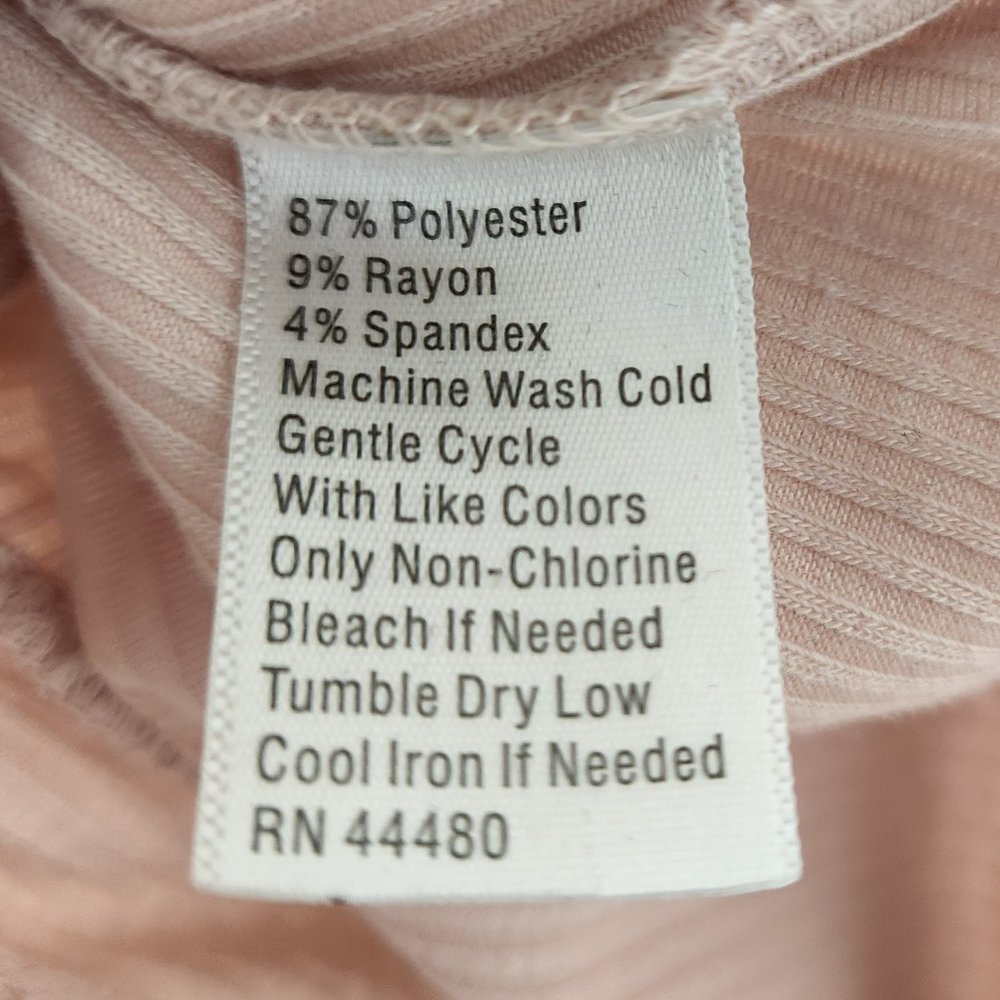 Wonderly Mock Neck Top Small Soft Pink Ribbed Twist Front Long Sleeve - Picture 8 of 8